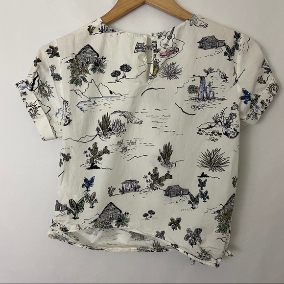 Zara Basic Desert Print Side Tie Top Sz XS - Picture 6 of 8